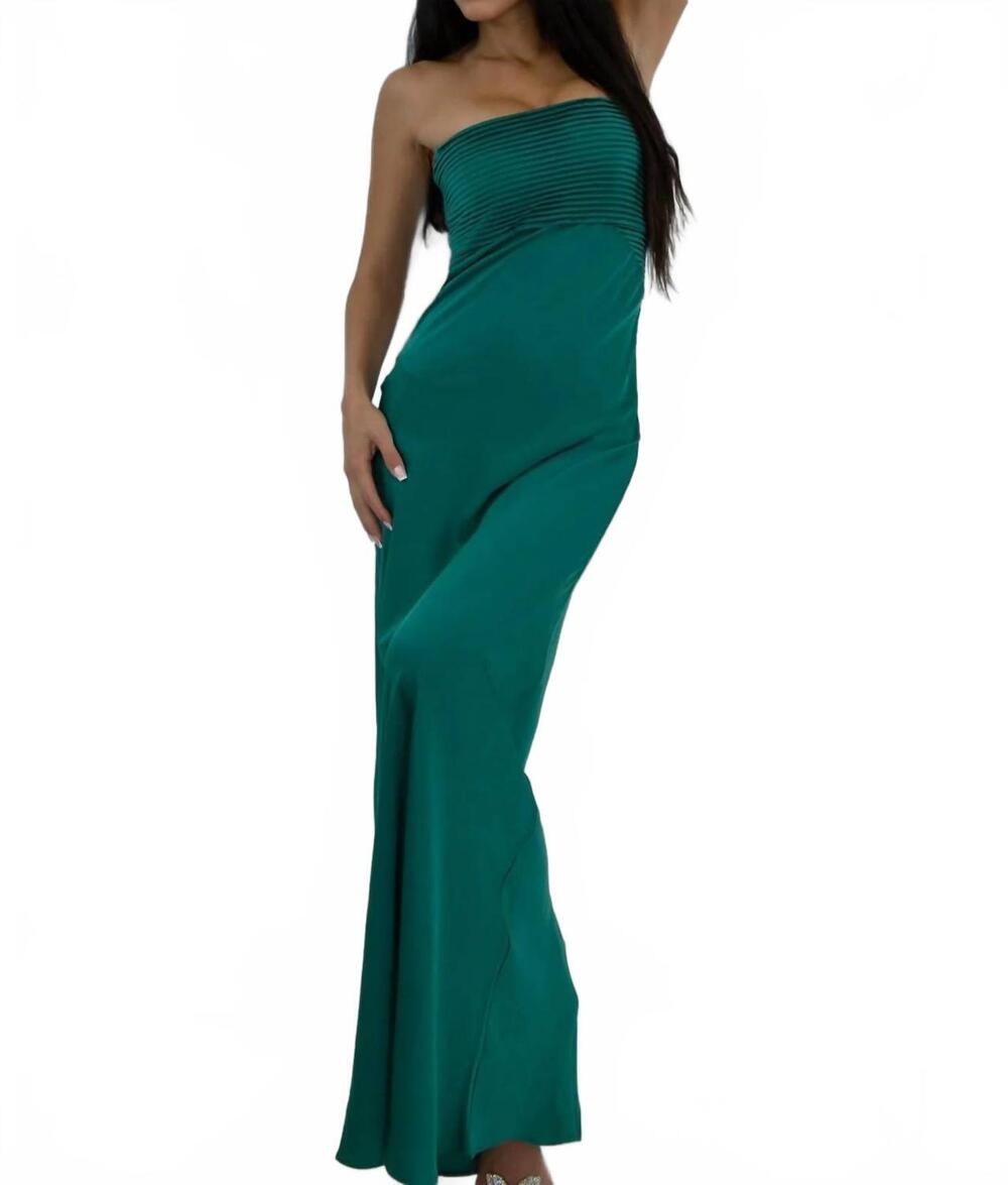 NEW COTTON CANDY LA nevilah strapless satin maxi dress in emerald